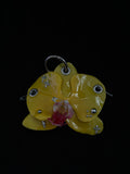 Yellow Pierced Orchid with Silver Hardware